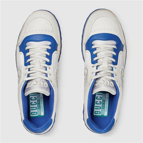 Men's MAC80 sneaker in off white and blue leather 